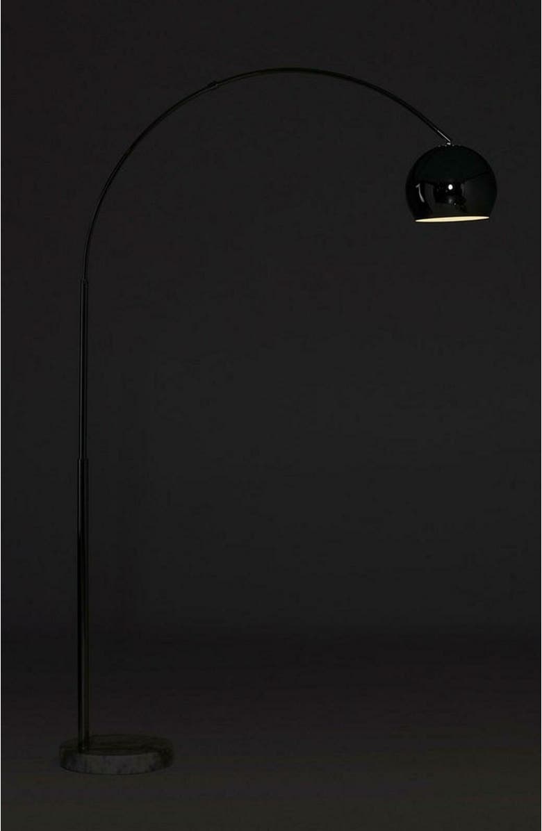 Brightech Olivia 75" Adjustable LED Floor Lamp with Metal Bowl Shade and Marble Base, Bulb Included, Alternate, color,