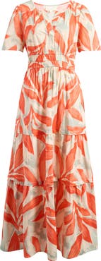 MELLODAY Short Sleeve Tiered Maxi Dress