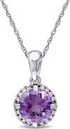 Julianna B. Amethyst & Diamond Halo Necklace 10k