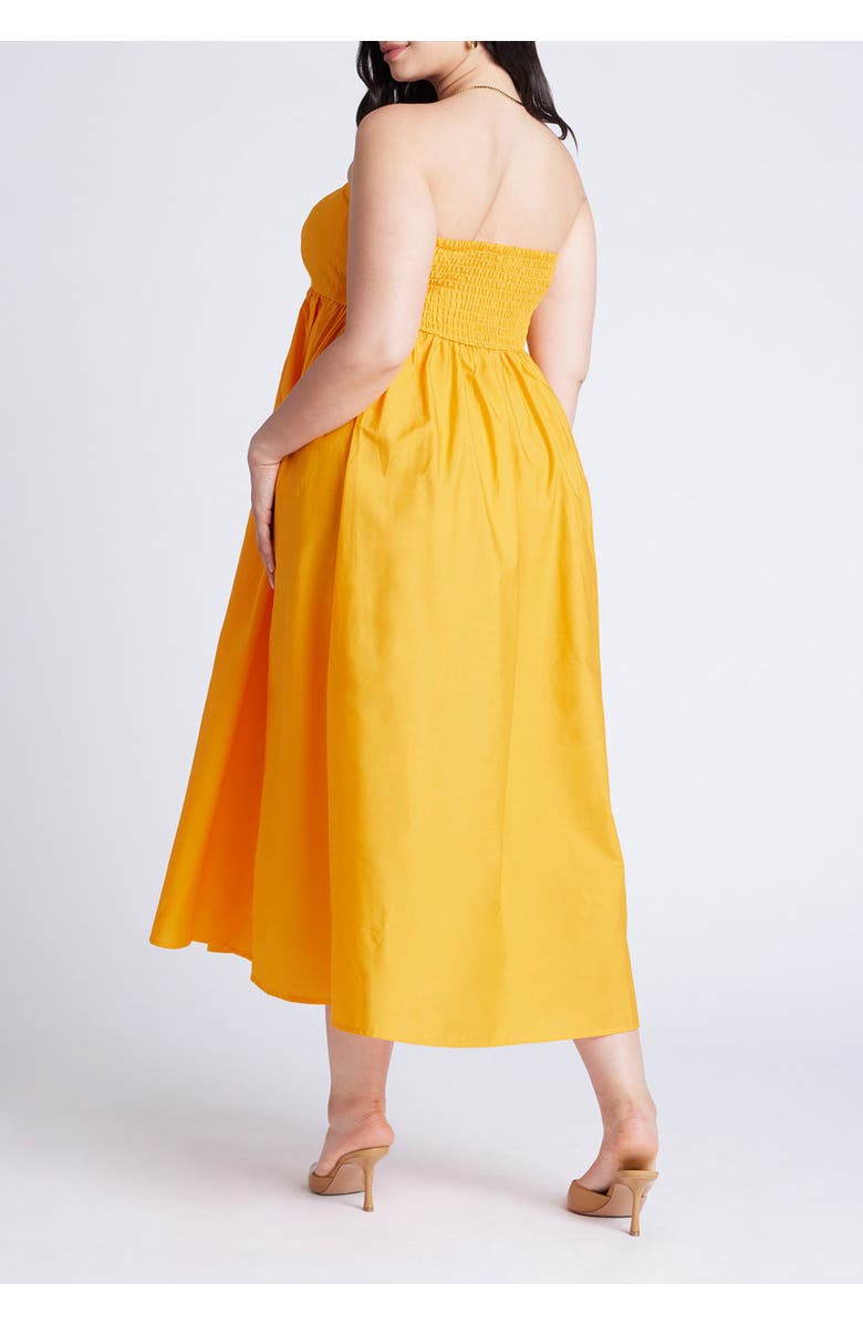 ELOQUII Poplin Fit And Flare Maxi Dress, Alternate, color, Radiant Yellow