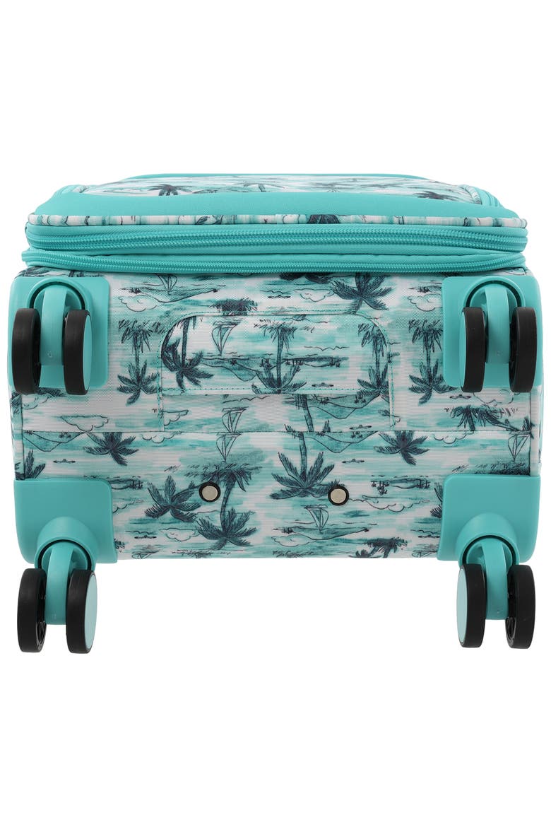 Palm Print 21.5" Expandable Softside Carry-On Spinner, Alternate, color, Aqua