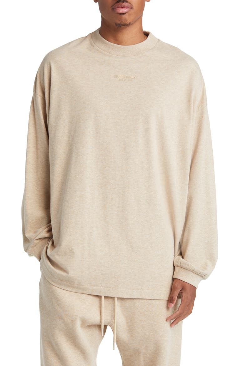 Essentials Long Sleeve Cotton T-Shirt, Main, color, GOLD HEATHER
