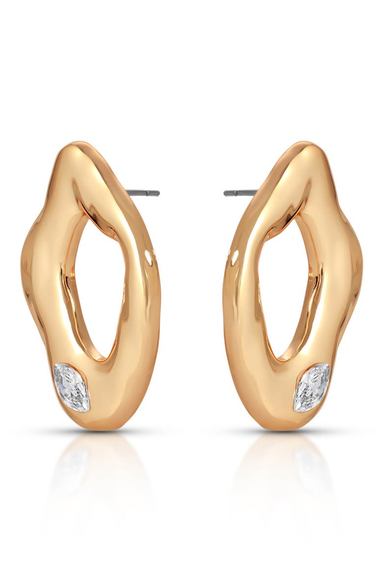 Liquid Metal Drop Earrings, Alternate, color, GOLD