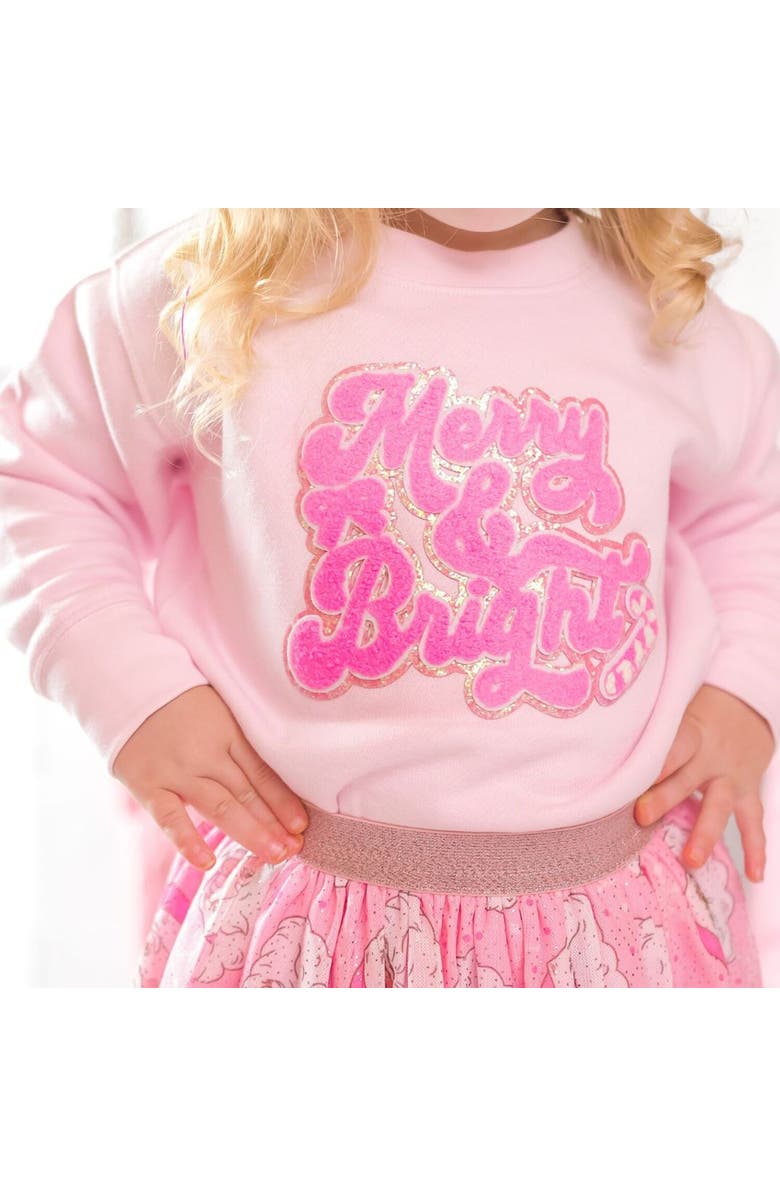 Sweet Wink Merry and Bright Patch Christmas Sweatshirt, Alternate, color, Ballet Pink