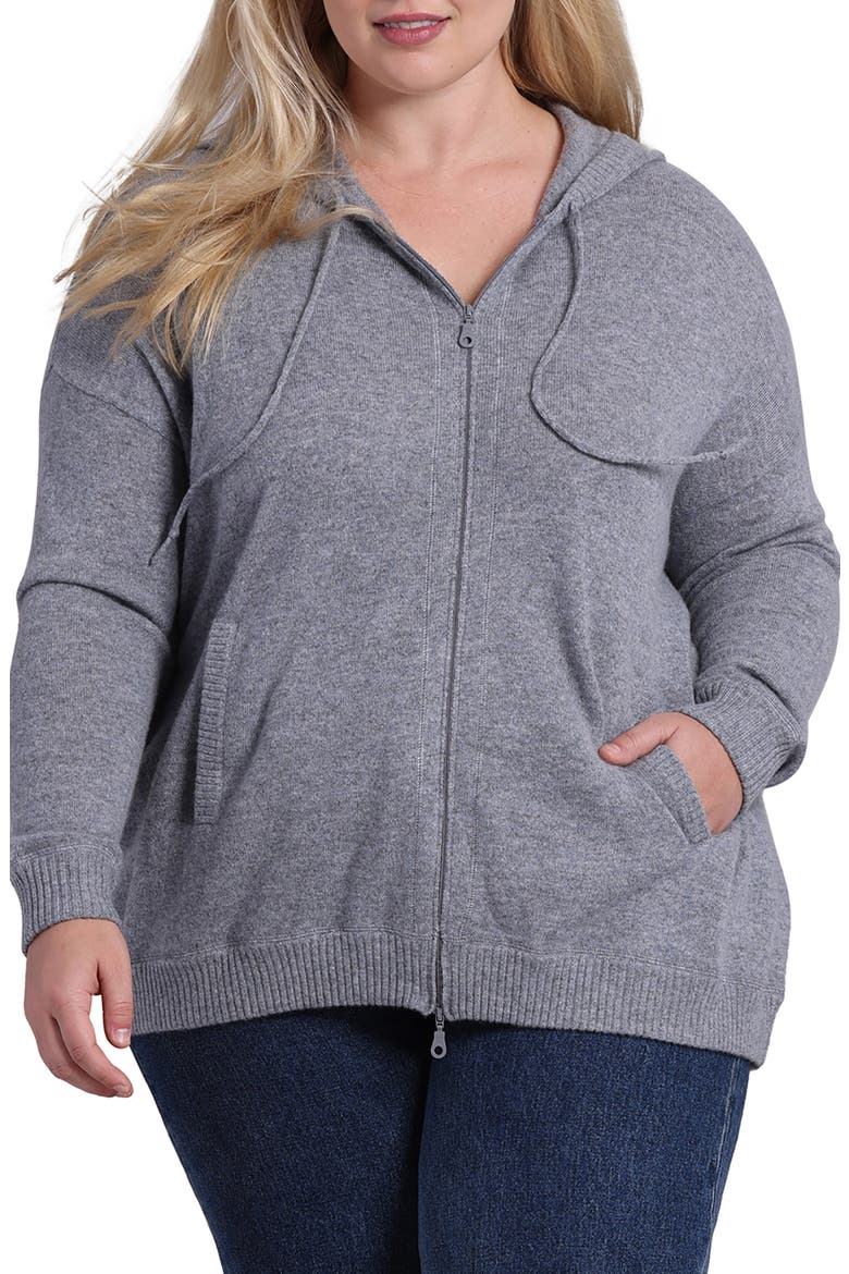 Cashmere Zip Hoodie Jacket, Main, color, GREY SHADOW