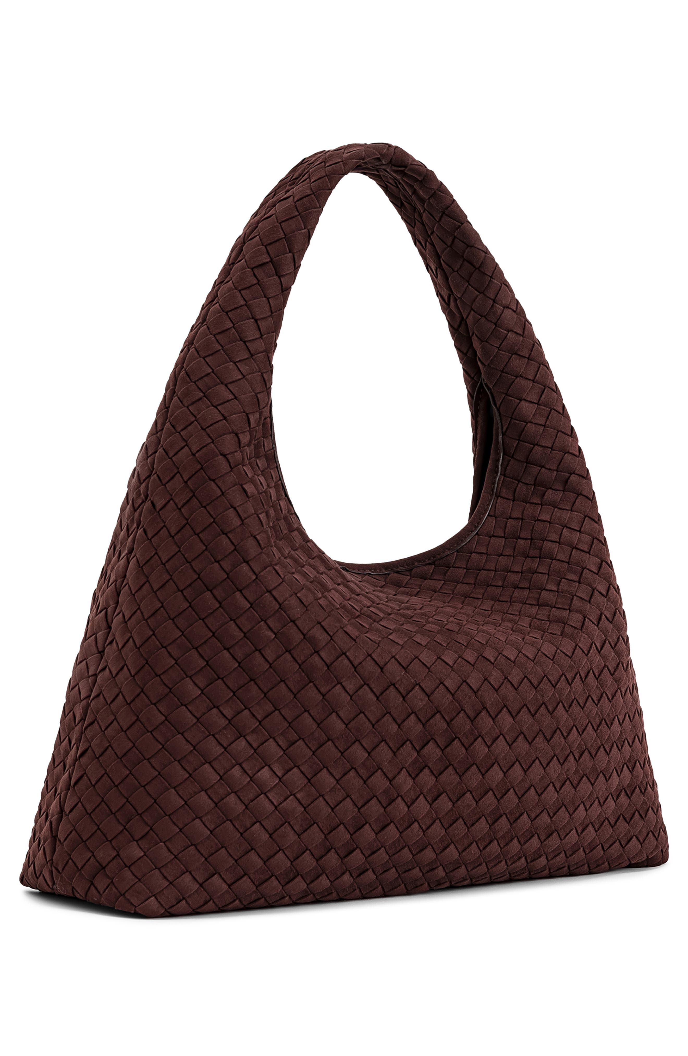 JW PEI Laura Woven Faux Suede Shoulder Bag, Alternate, color, Dark Brown