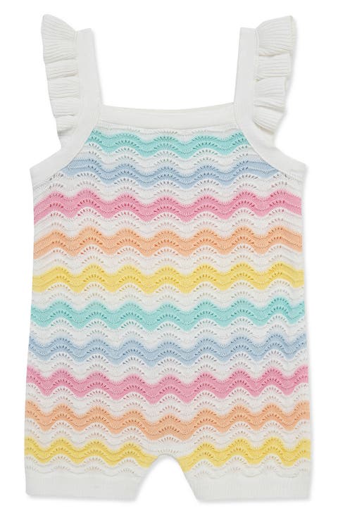 Kids' Wavy Pointelle Stripe Romper (Baby)