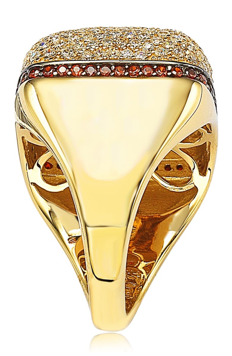 SUZY LEVIAN 14K Yellow Gold Plated Sterling Silver Pavé CZ Square Ring, Alternate, color, Yellow