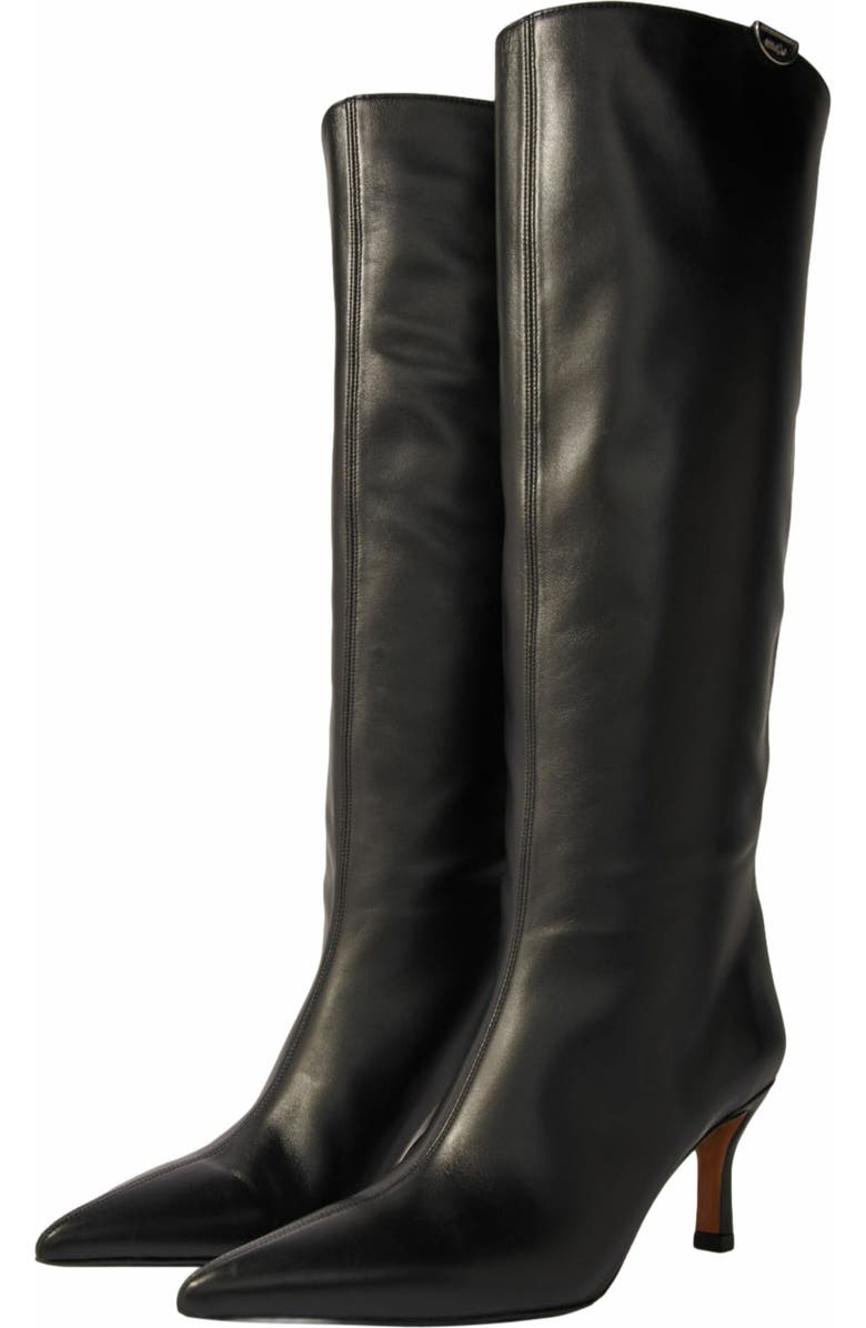 maje Pointed-toe leather boots, Alternate, color, Black