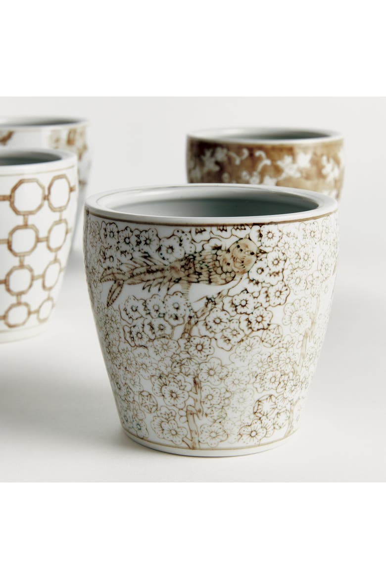 Brown & White Chinoiserie Planters Province Pots, Set of 4, Alternate, color, Brown