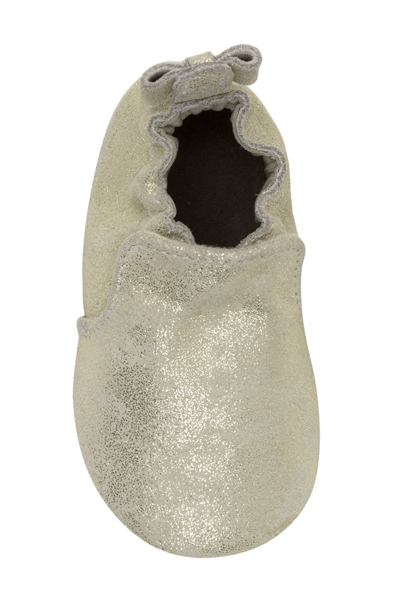 Robeez<sup>®</sup> Pretty Pearl Metallic Bow Crib Shoe, Alternate, color, Gold Shimmer