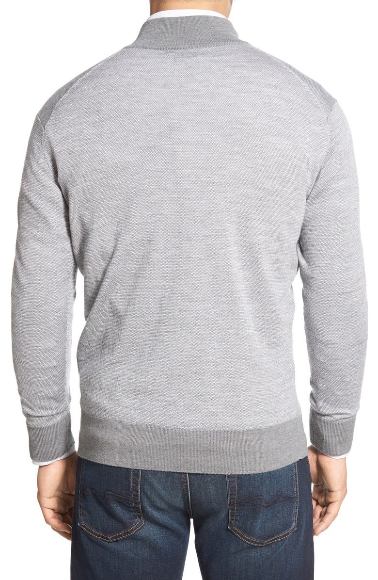 Peter Millar Merino Wool, Silk & Cashmere Bird's Eye Knit Quarter Zip Sweater, Alternate, color,