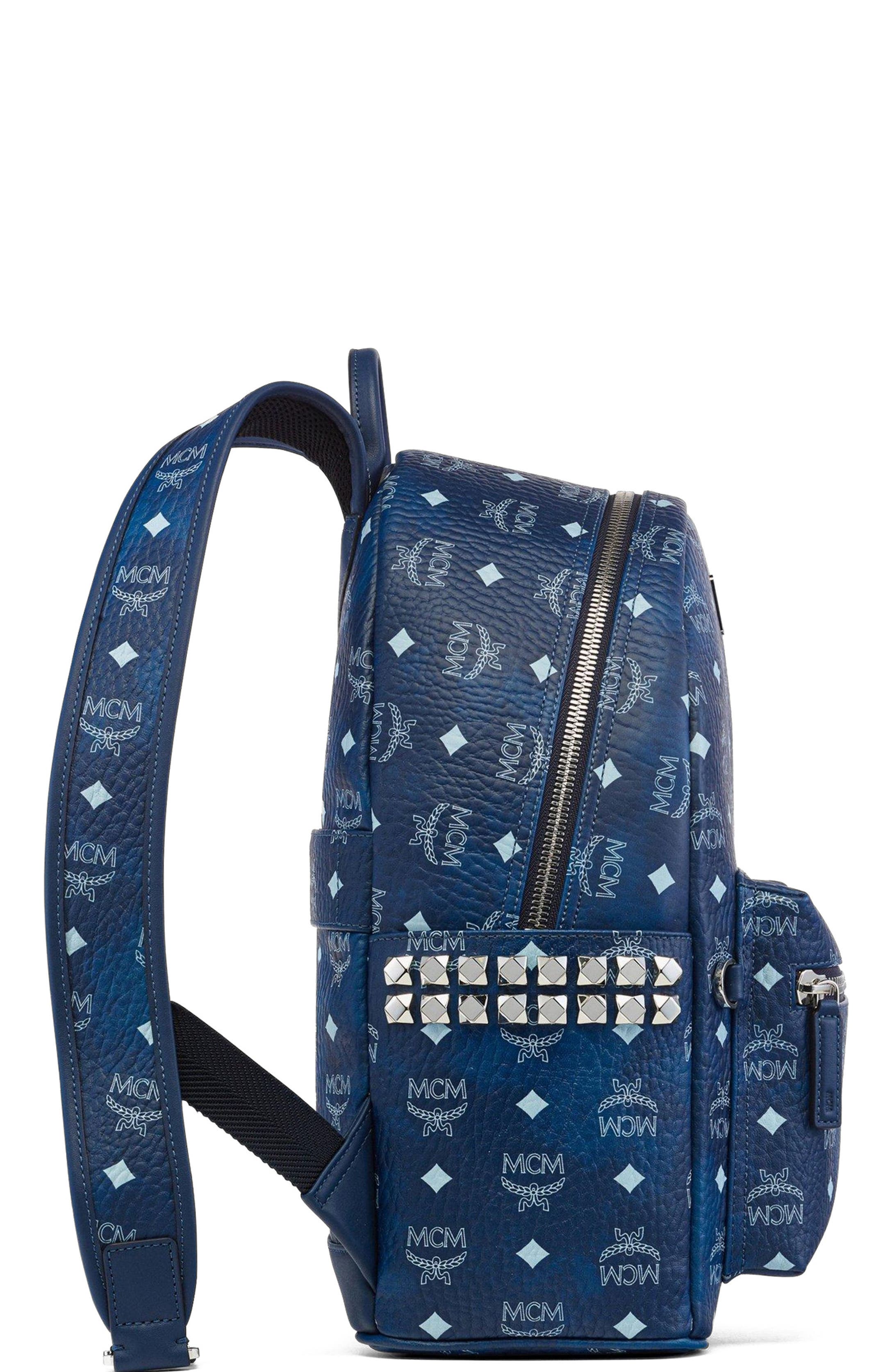 MCM Stark Side Studs Backpack in Visetos, Alternate, color, 