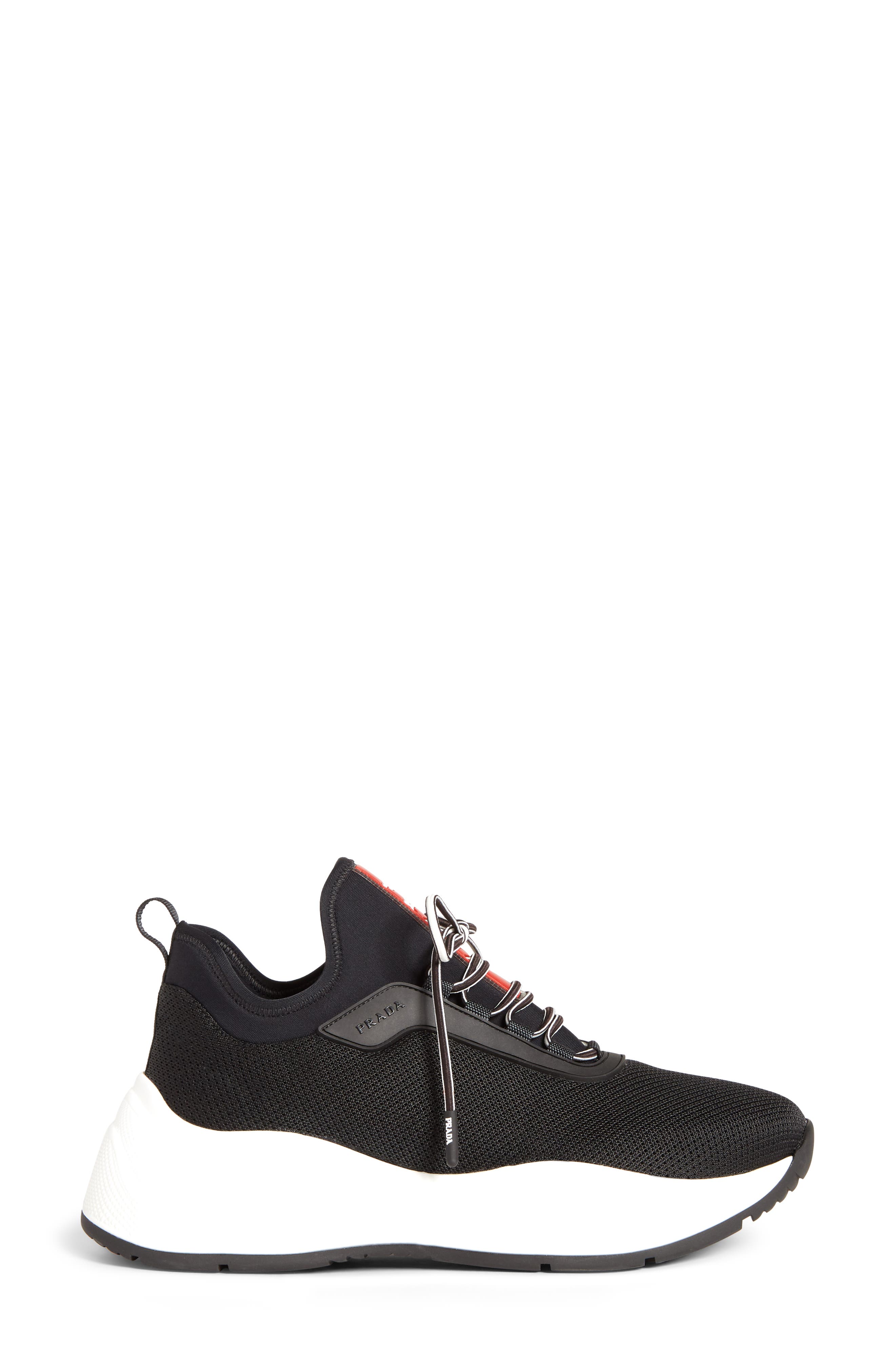 Prada Platform Lace-Up Sneaker, Alternate, color, 