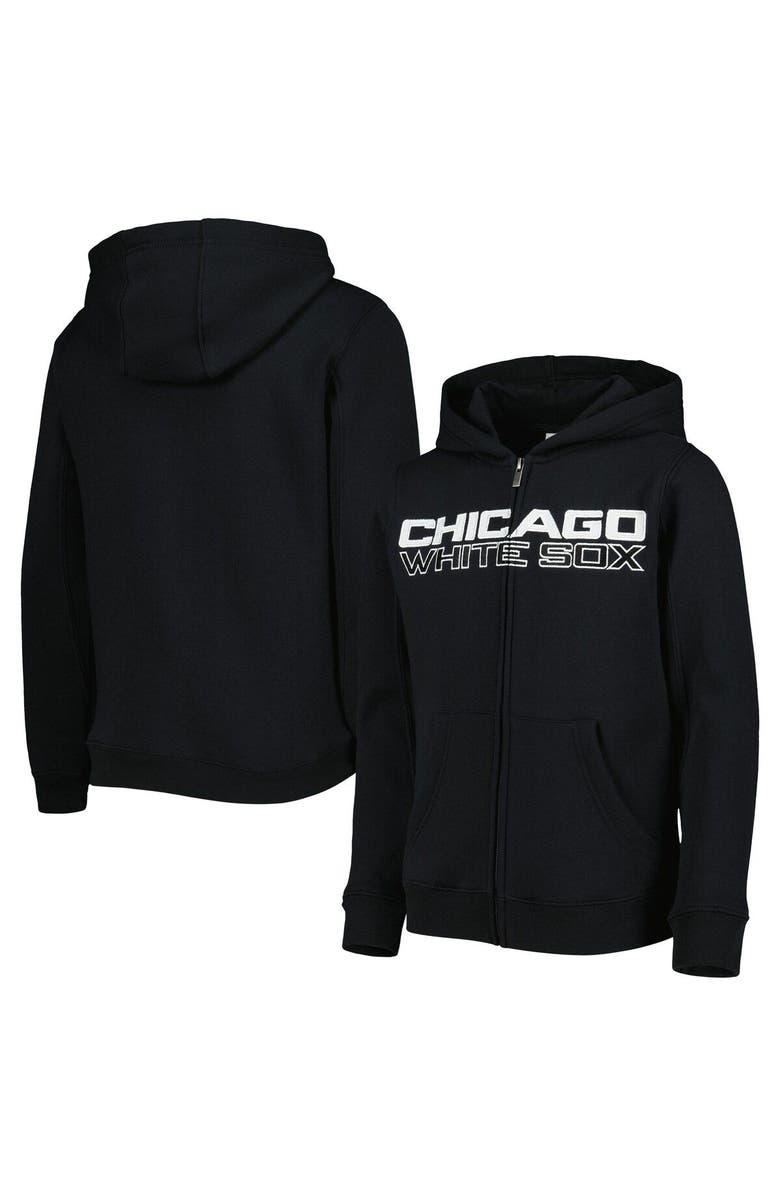 Outerstuff Youth Black Chicago White Sox Wordmark Full-Zip Fleece Hoodie, Main, color, Black