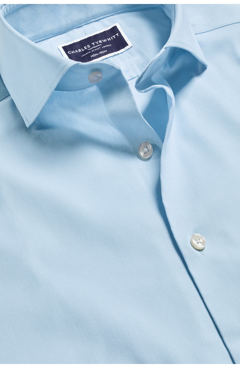 Charles Tyrwhitt Non-Iron Stretch Twill Slim Fit Shirt Single Cuff, Alternate, color, Sky Blue