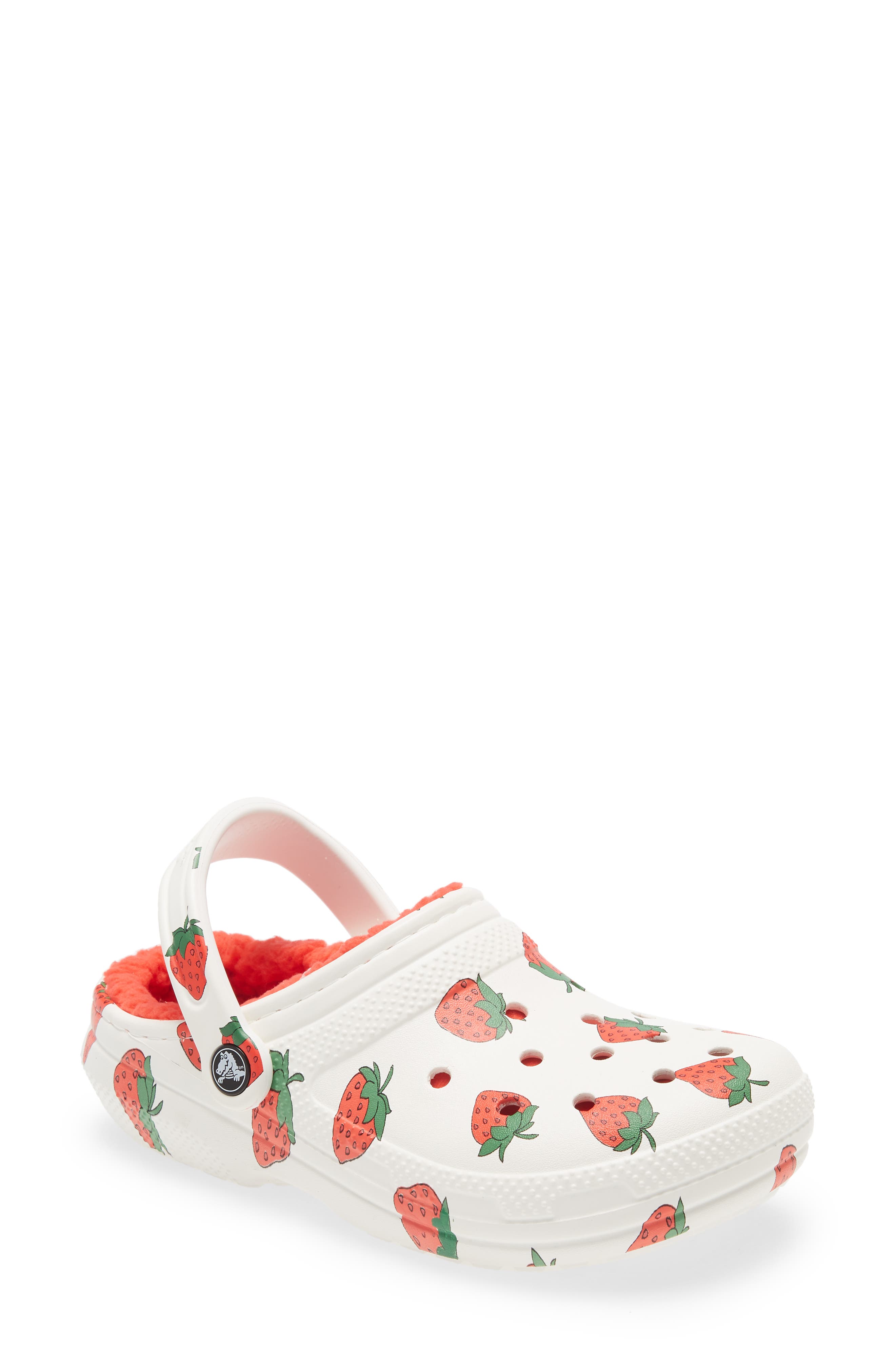 CROCS™ Classic Lined Vacay Vibes Clog, Main, color, WHITE STRAWBERRY