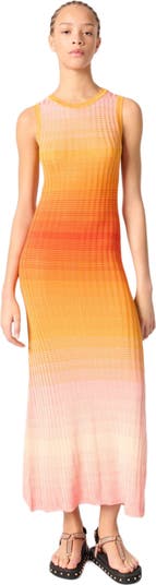 Tie-dye knit maxi dress