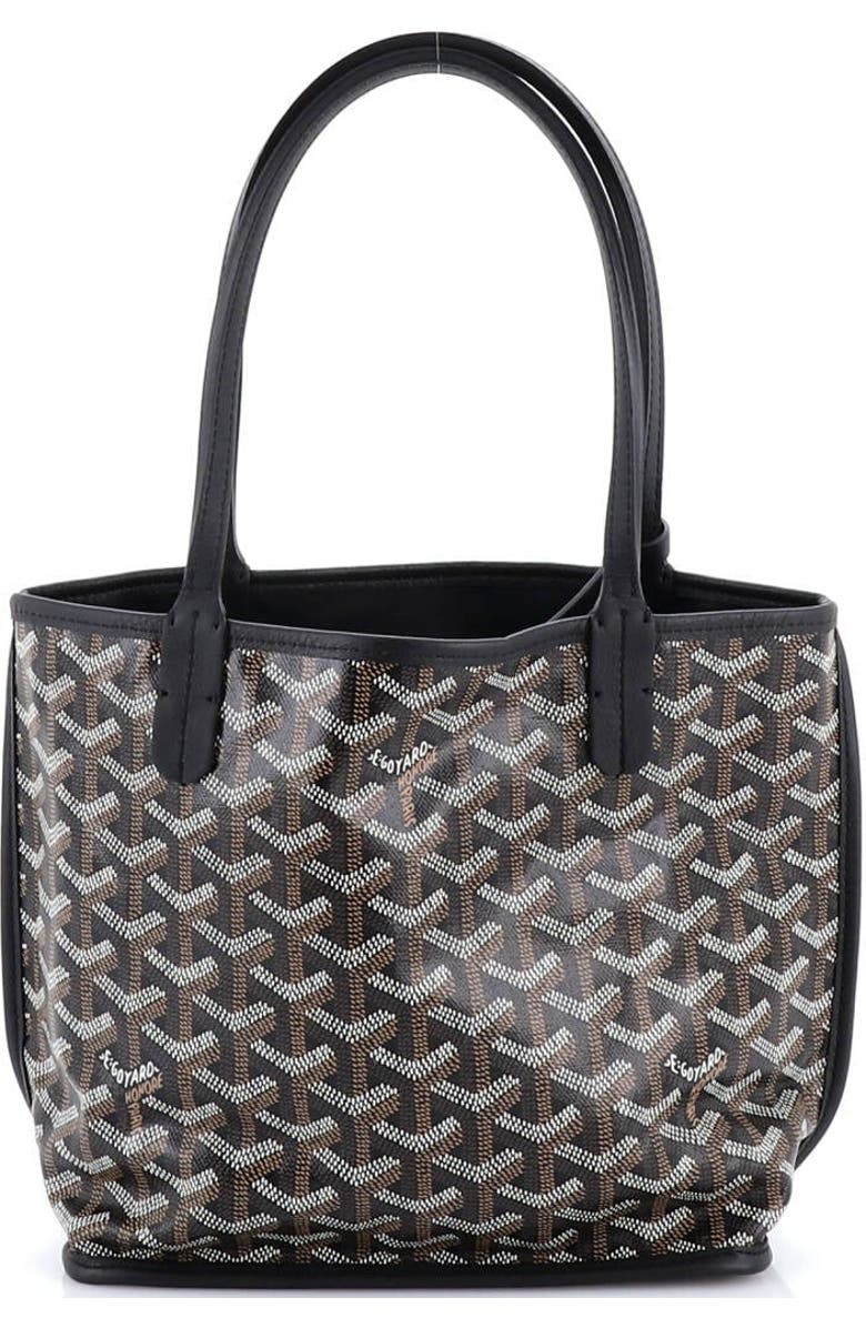 Pre-Owned Goyard Anjou Reversible Tote Coated Canvas Mini, Alternate, color, Black
