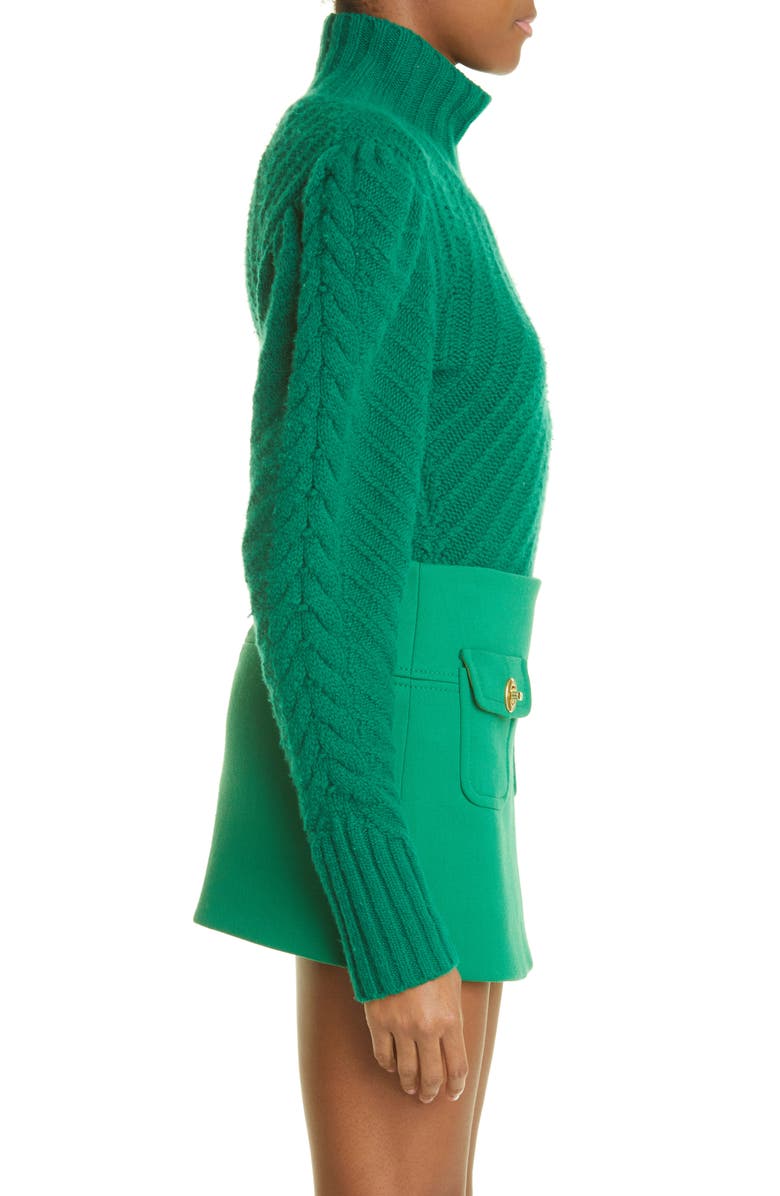 Zimmermann Celestial Cable Stitch Turtleneck Cashmere Blend Sweater, Alternate, color,