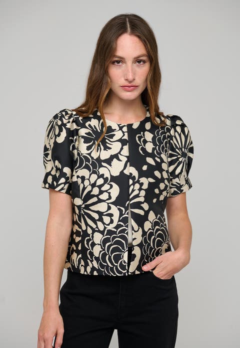 Olettadea Floral Jacquard Cropped Jacket