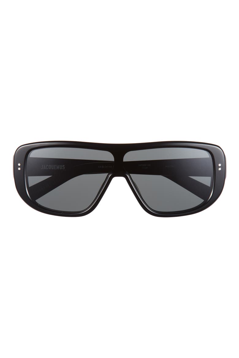 Polarized Shield Sunglasses, Main, color, BLACK/ SILVER/ GREY