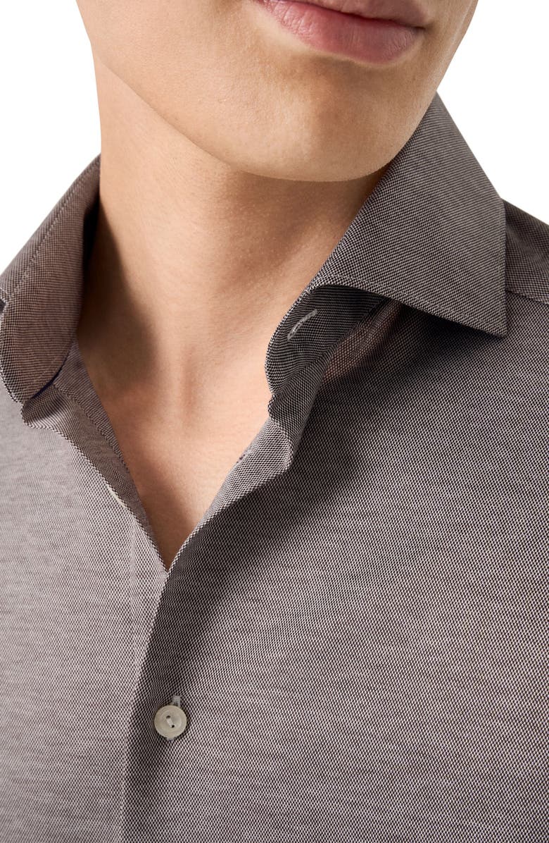 Eton Contemporary Fit Filo Di Scozia Knit Shirt, Alternate, color, Medium Brown