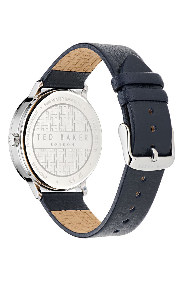 Ted Baker Haarvin Leather Strap Watch, 42mm, Alternate, color, Blue
