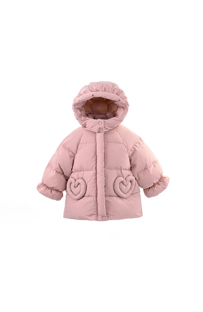 Mimi Tutu Glow Heart-Pocket Puffer Jacket, Main, color, Pink