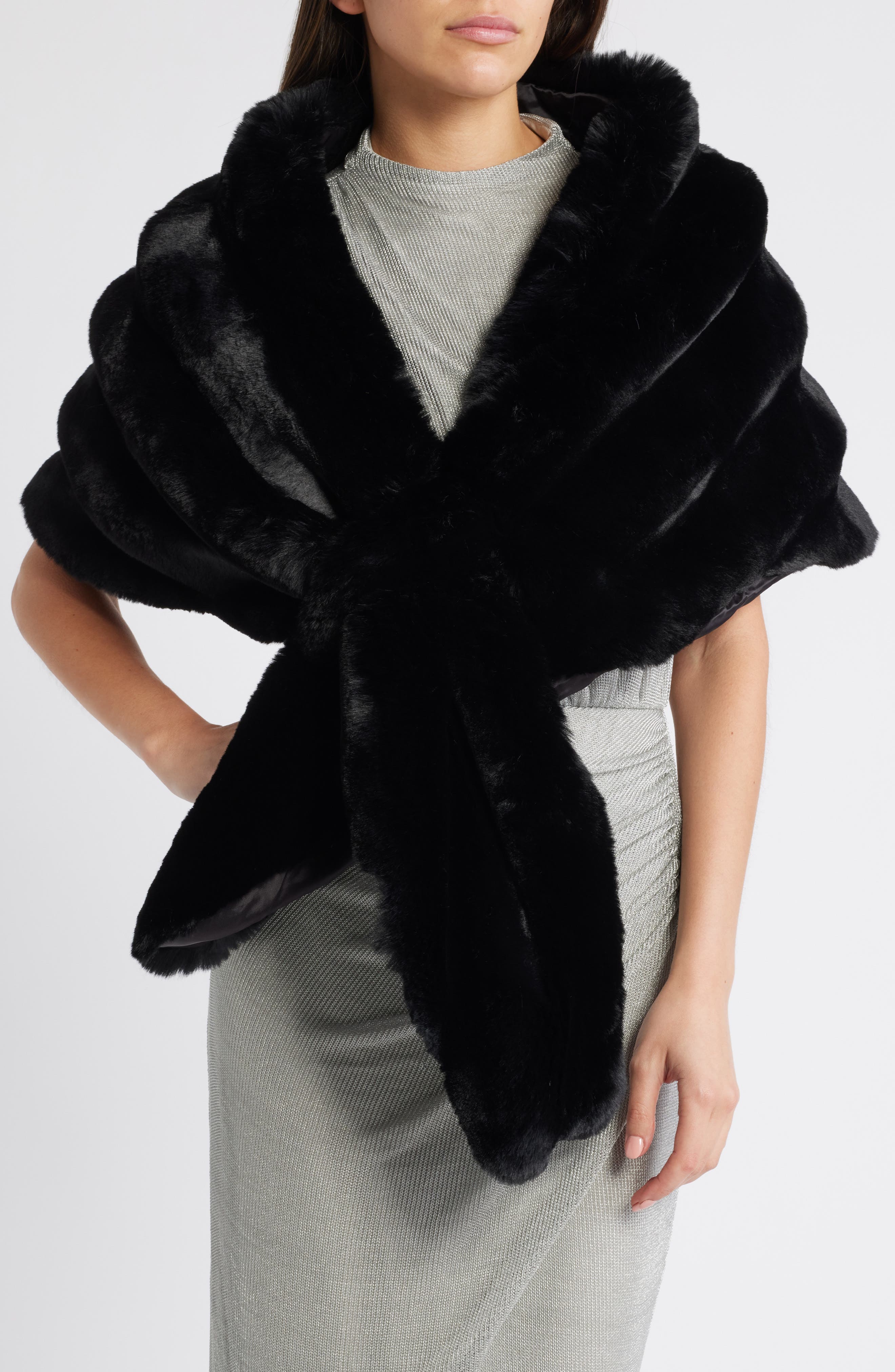 Et Ochs Pelted Faux Fur Stole in Black 