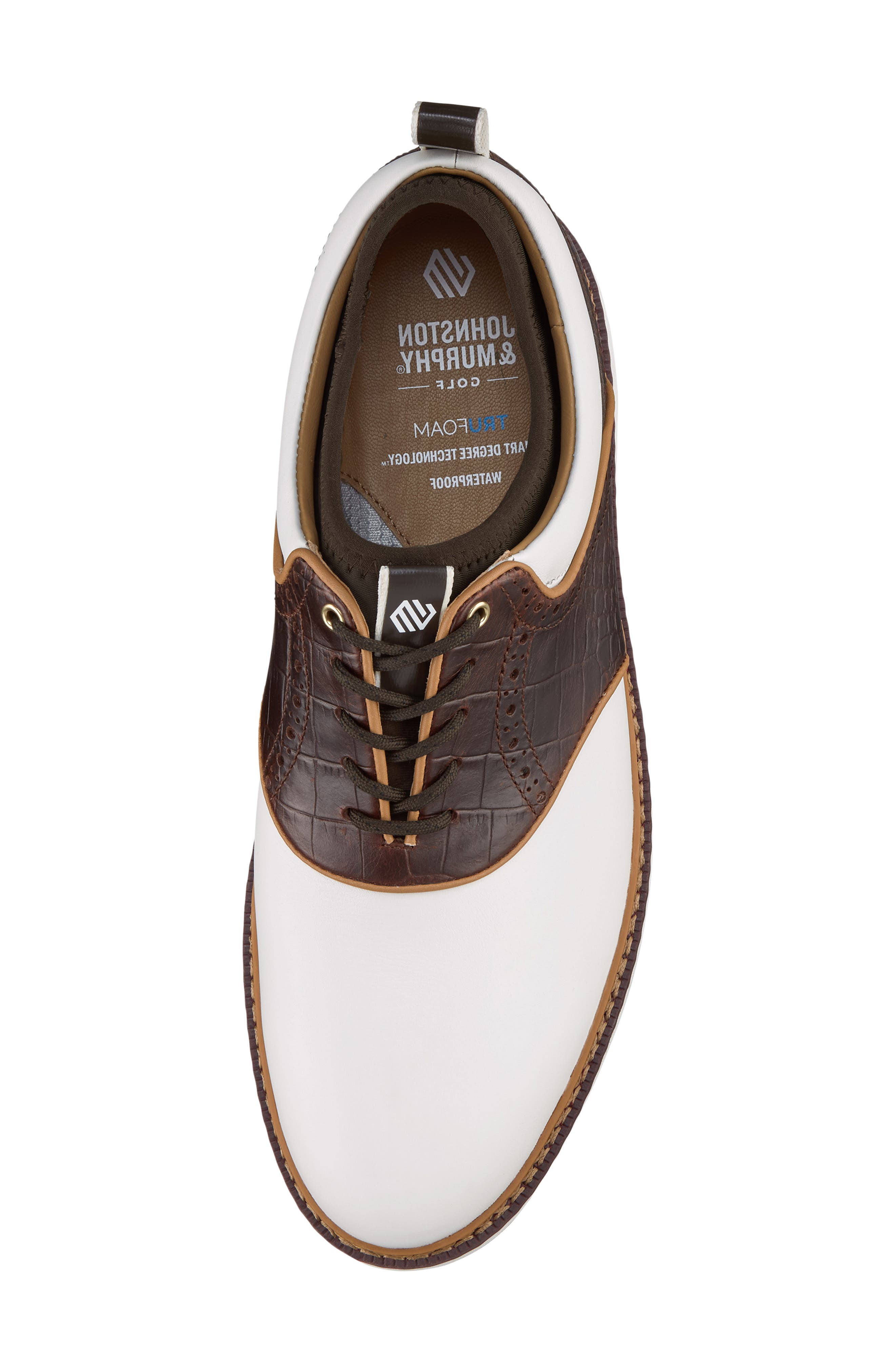 Upton GL1 Luxe Hybrid Waterproof Golf Shoe, Alternate, color, WHITE/ BROWN CROC FULL GRAIN