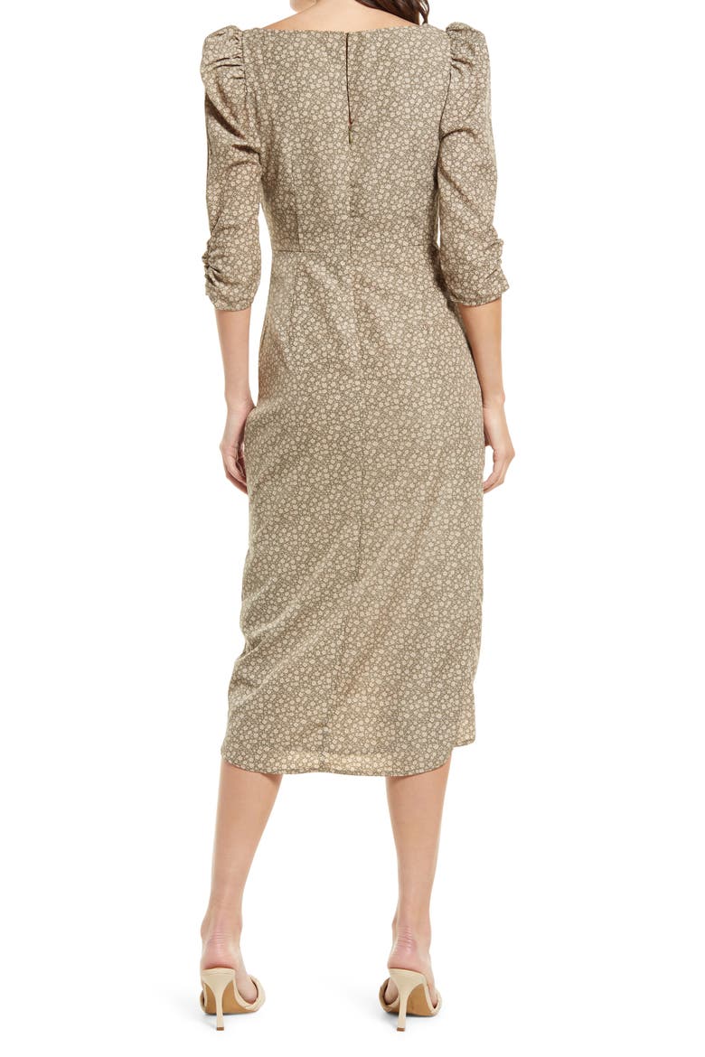 Asymmetric Neck Puff Shoulder Dress, Alternate, color, SAGE FLORAL