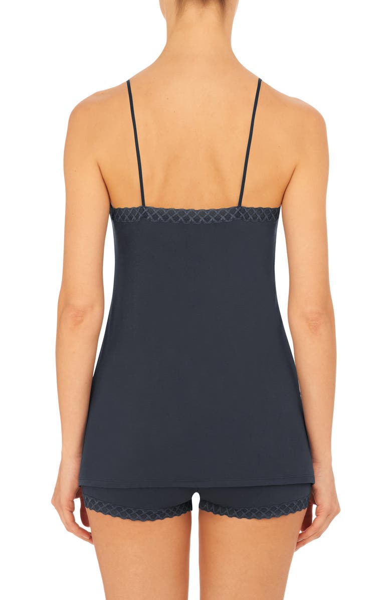 Natori Bliss Lace Edge High-Low Cotton Camisole, Alternate, color, Ash Navy
