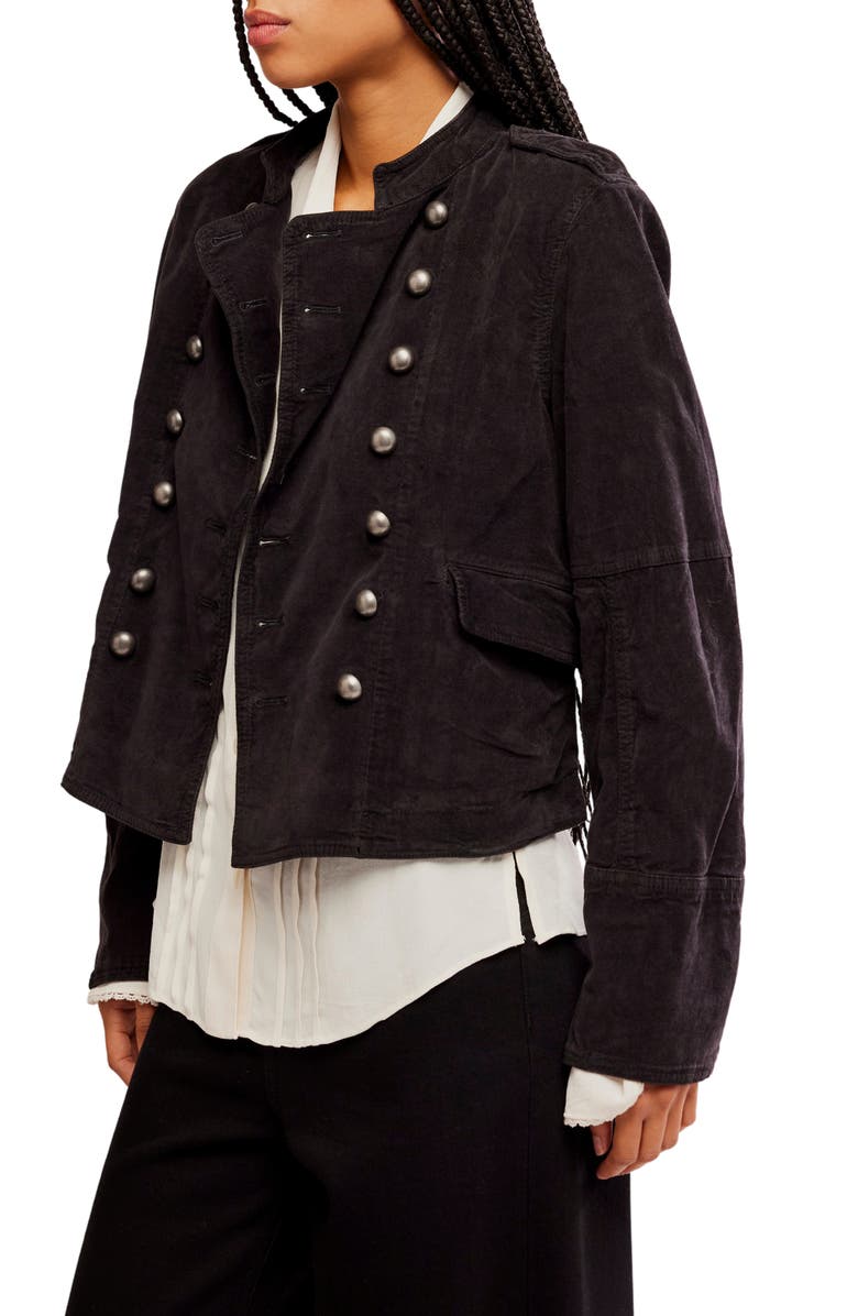 Free People Lotty Velvet Jacket, Alternate, color, Black