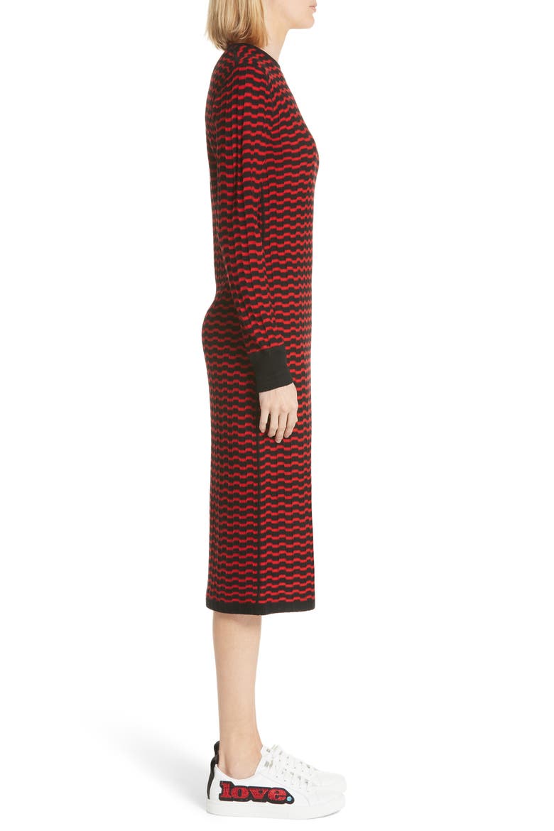 Stripe Wool Sweater-Dress, Alternate, color, BLACK/ RED