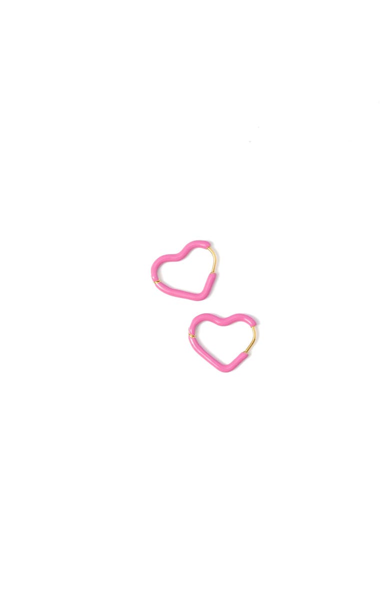 Pip Pop Enamel Heart Hoop, Main, color, Pink