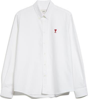 Ami Paris オックスフォード Ami de Coeur シャツ ユニセックス Natural White Button-Down Ami De Coeur Shirt | AMI PARIS