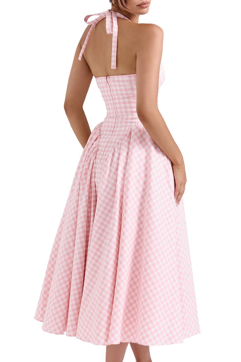 Marilyn Gingham Halter Midi Sundress, Alternate, color, ROSE SHADOW