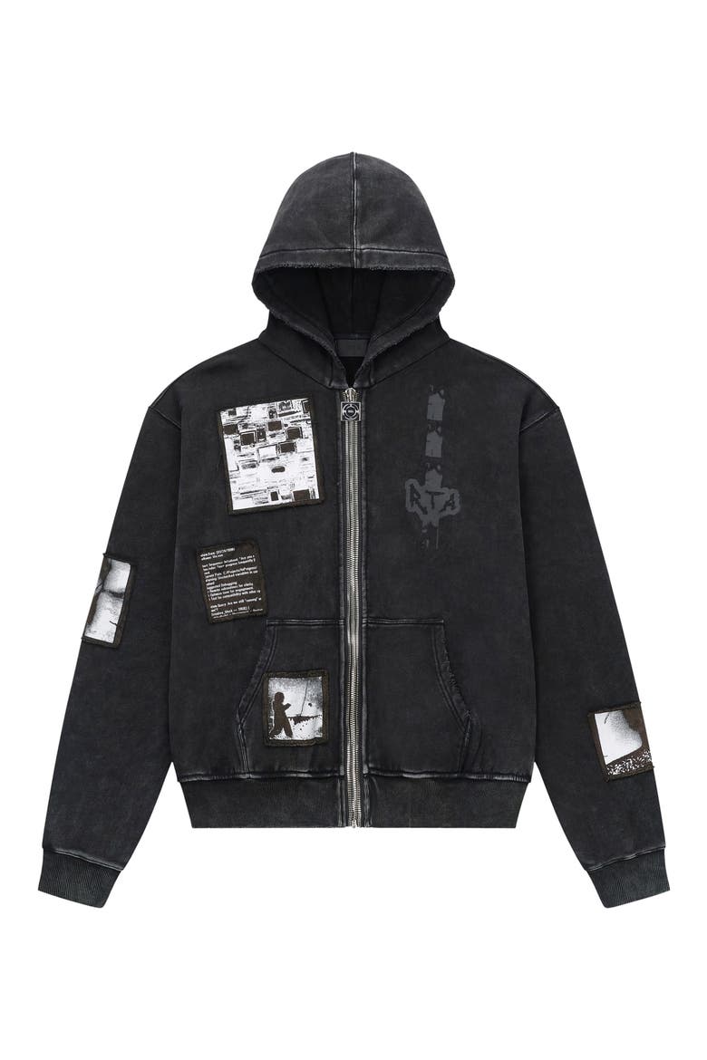 Zev Distressed Digital Patch Zip Hoodie (Men) | Nordstrom