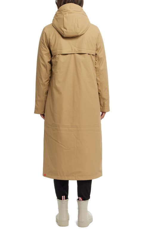Hunter Sammy Waterproof Faux Fur Lined Hood Insulated Raincoat In Brown