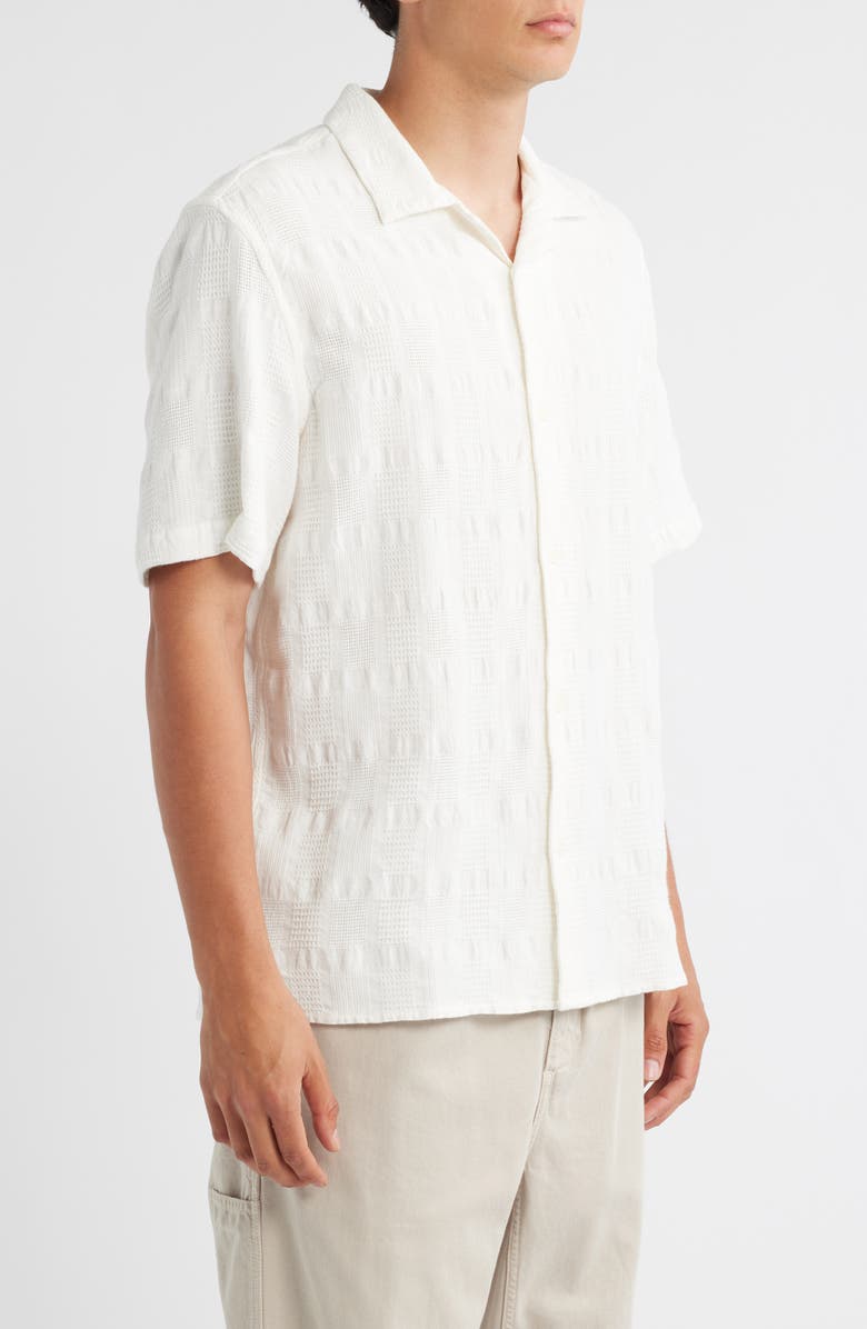 Wax London Didicot Geo Jacquard Cotton Camp Shirt, Alternate, color, Ecru