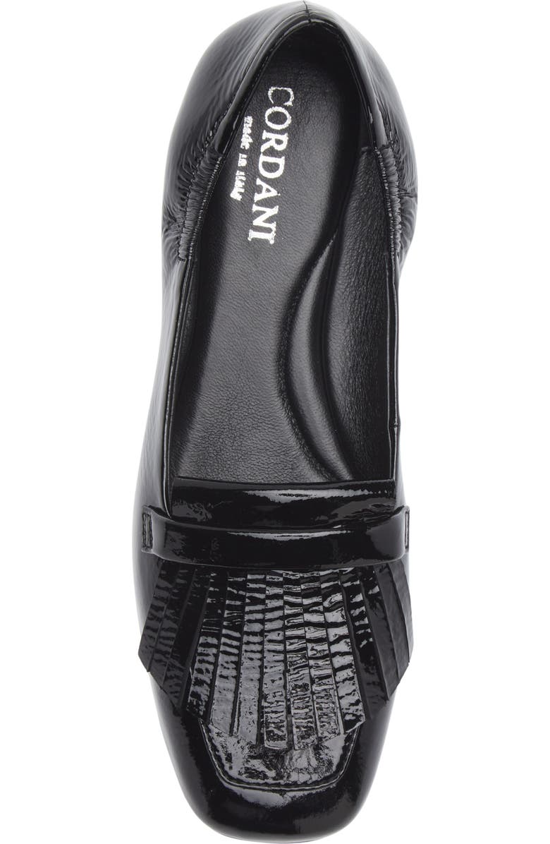 Cordani Mistie Fringe Trim Loafer, Alternate, color, Black Patent