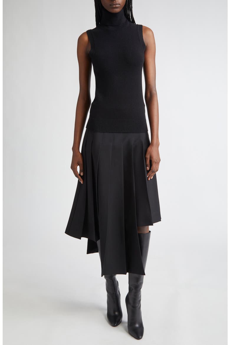 Sleeveless Cashmere Turtleneck Sweater, Alternate, color, BLACK