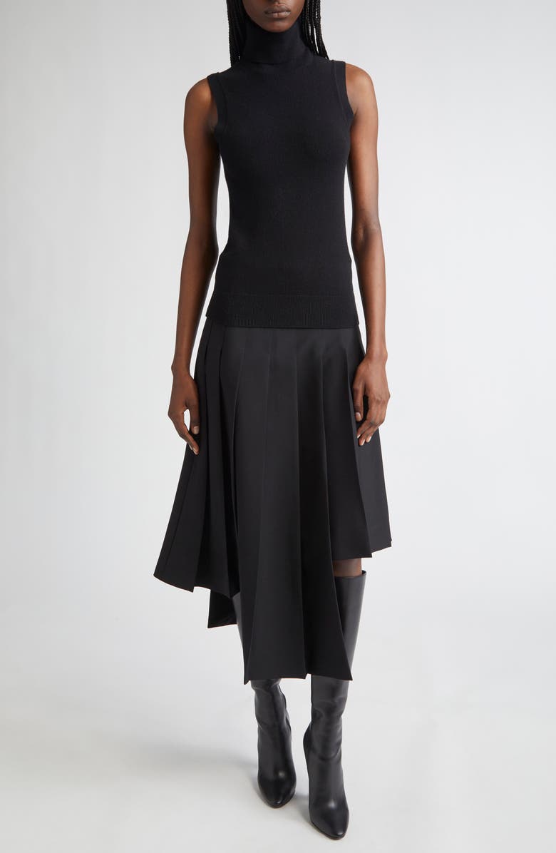 Michael Kors Collection Sleeveless Cashmere Turtleneck Sweater, Alternate, color, Black