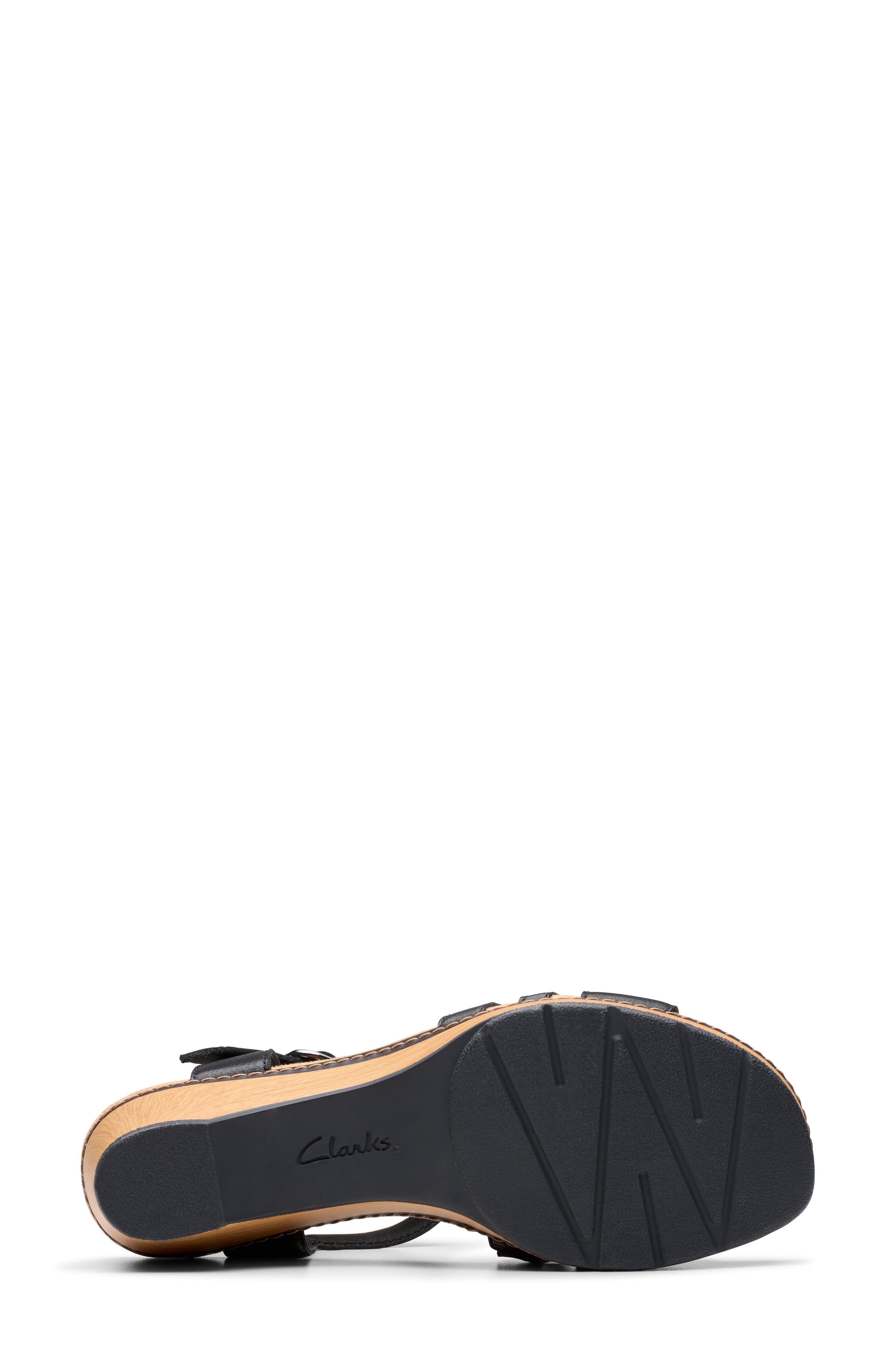 Clarks<sup>®</sup> Seannah Madi Wedge Sandal - Wide Width Available, Alternate, color, Black Leather