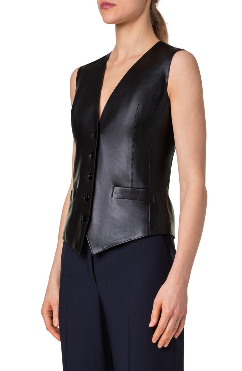 Akris Bello Leather Vest, Alternate, color, 