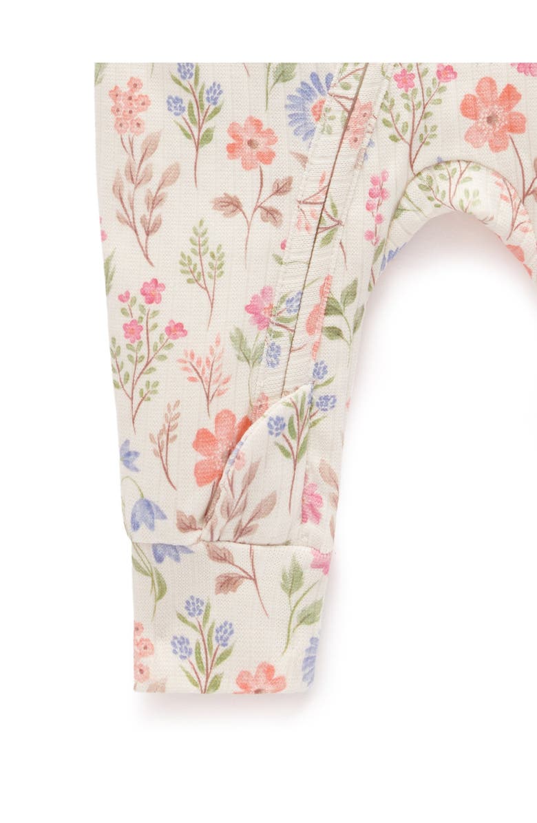 Purebaby Rib Zip Floral Romper, Alternate, color, Geranium Print