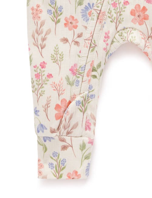 Purebaby Rib Zip Floral Romper In Multi