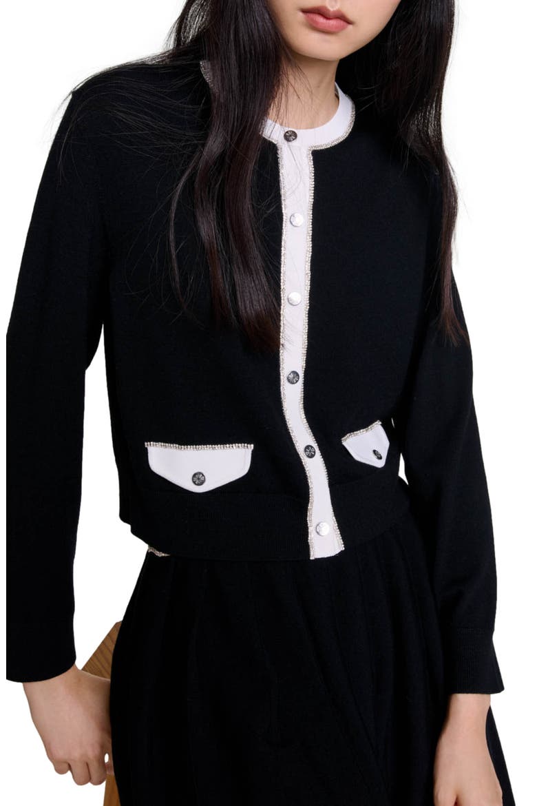 Rhinestone cardigan, Main, color, Black