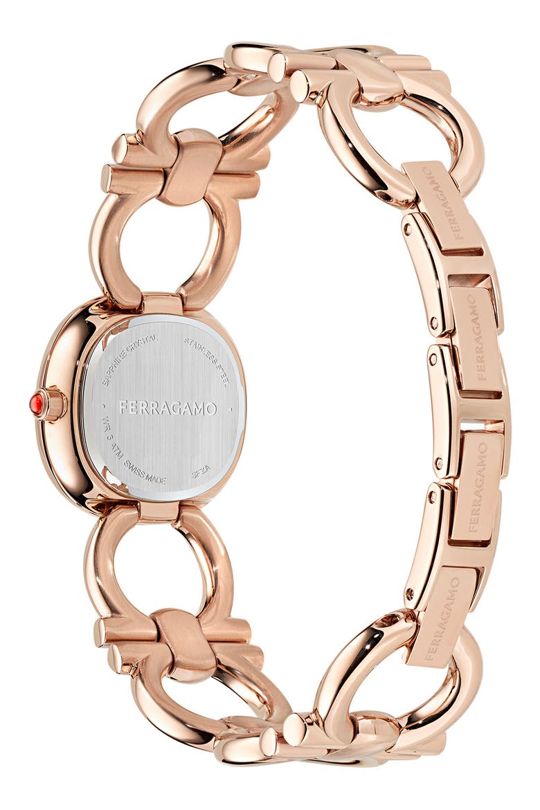 Double Gancini Bracelet Watch, 25mm, Alternate, color, IP ROSE GOLD